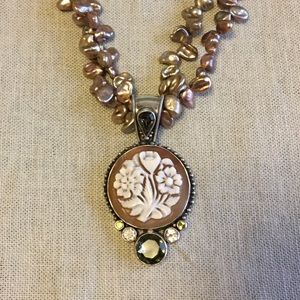Mars and Valentine Pearl & Cameo Pendant Necklace